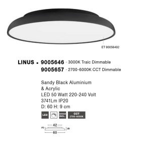 Plafoniera LED dimabila cu telecomanda LINUS D-60cm 137633 universul-luminii.ro
