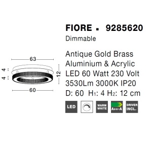 Plafoniera LED dimabila, design modern FIORE, 60cm 74423 universul-luminii.ro