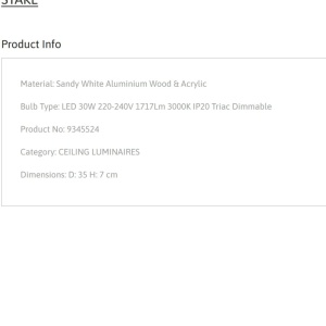 Plafoniera LED dimabila design modern STAKE alb/lemn 35cm 222113 universul-luminii.ro