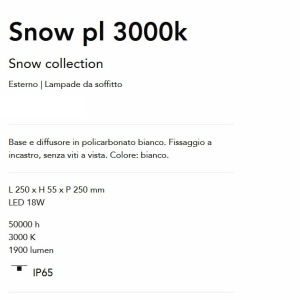 Plafoniera LED pentru Iluminat Exterior Snow pl 3000K, Protectie IP65 165933 universul-luminii.ro