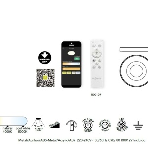 Plafoniera LED Smart dimabila cu telecomanda COIN 50cm lemn 132463 universul-luminii.ro