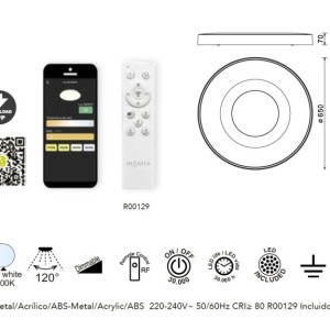 Plafoniera LED Smart dimabila cu telecomanda COIN 65cm lemn 132453 universul-luminii.ro