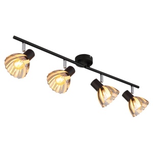 Plafoniera metal negru sticla fumurie ZACHERY 4L
