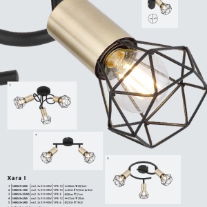 Plafoniera moderna cu 4 spoturi XARA I negru/alama 203183 universul-luminii.ro