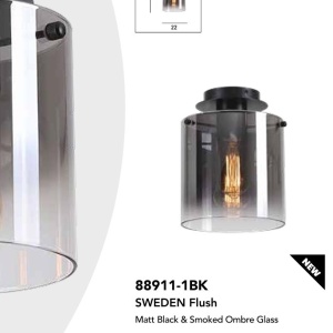 Plafoniera moderna Sweden 1L negru, fumuriu 236133 universul-luminii.ro