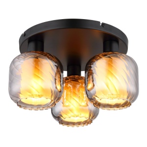 Plafoniera neagra cu sticla fumurie XIA pentru living 248043 universul-luminii.ro