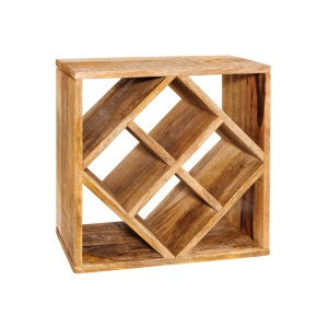 Raft pentru sticle vin/ Masuta laterala CUBUS 40cm mango A-43294 VC