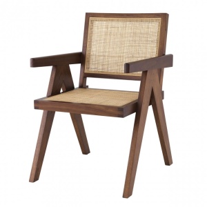 Scaun cu brate design vintage Aristide, maro