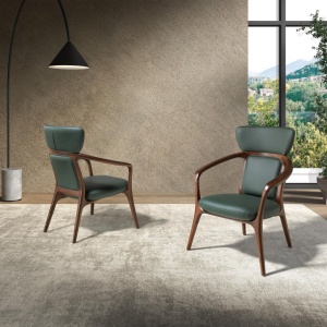 Scaun cu brate LUX design italian, Piele Sintetica Verde Inchis - Img 6