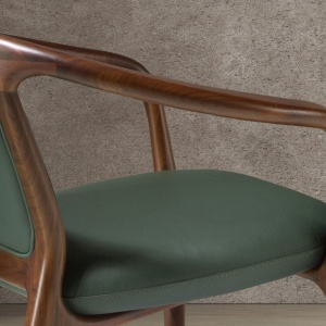 Scaun cu brate LUX design italian, Piele Sintetica Verde Inchis - Img 8
