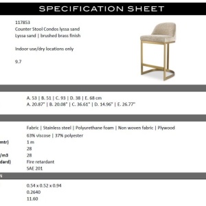 Scaun de bar design LUX, Counter Stool Condos sand - Img 5