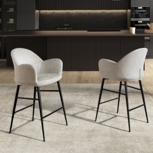 Scaun de bar design LUX, Metal, Tesatura, Light grey - Img 6