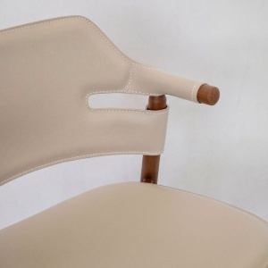 Scaun de bar modern cu sezut si spatar din piele regenerata Sand - Img 8