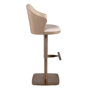 Scaun de bar pivotant cu inaltime reglabila Stool crem/ maro - Img 3