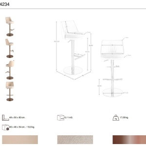 Scaun de bar pivotant cu inaltime reglabila Stool crem - Img 11