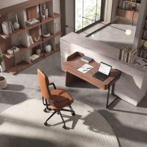 Scaun de birou modern piele sintetica Brown - Img 8