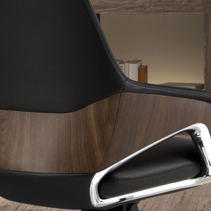 Scaun de birou modern piele sintetica si furnir de nuc Black - Img 8