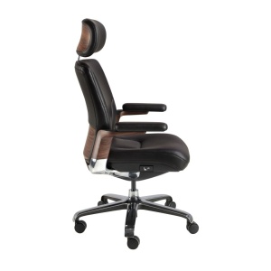 Scaun de birou modern piele sintetica si furnir de nuc Black - Img 3