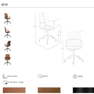 Scaun de birou modern piele sintetica si furnir de nuc Brown - Img 9