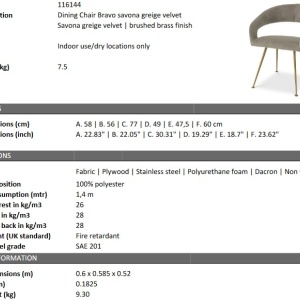 Scaun design elegant LUX Bravo, savona greige 116144 HZ - Img 6