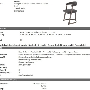 Scaun design LUX Dexter bronz 114534 HZ - Img 6