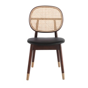 Scaun design LUX din lemn cu spatar de rattan Walnut AC 4093-DC1599 - Img 4