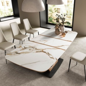 Scaun design LUX, Metal, Piele Sintetica, Sand - Img 8