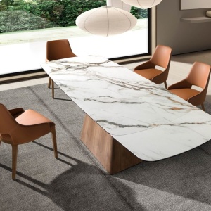 Scaun design LUX, Nuc, Piele sintetica, Brown - Img 8