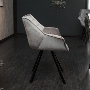 Scaun design retro Dutch Comfort, catifea gri - Img 5