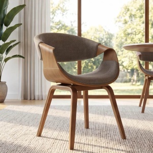 Scaun design scandinav, Lemn de frasin, textil gri texturat ORGANIC