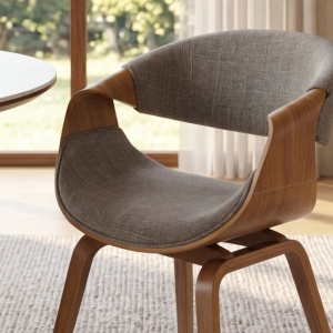 Scaun design scandinav, Lemn de frasin, textil gri texturat ORGANIC - Img 7