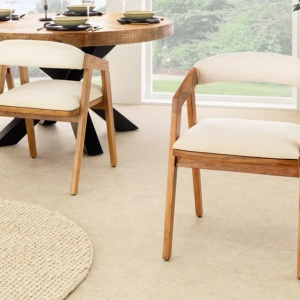 Scaun dining material textil gri deschis si lemn MAMMUT - Img 7