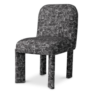 Scaun dining tapitat LUX Magnus, Solent alb cu negru