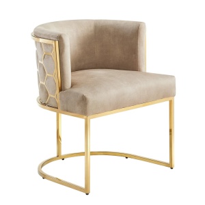 Scaun ELEGANCE catifea bej, otel inoxidabil auriu