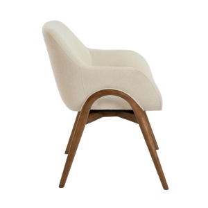 Scaun modern design italian, Lemn, Tesatura, Beige - Img 4