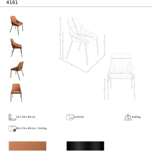 Scaun modern design italian, Piele Sintetica, Orange - Img 6