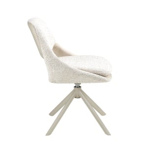 Scaun modern pivotant material textil Off-white and cream - Img 8
