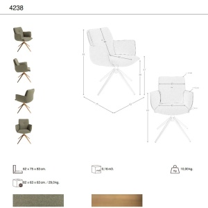 Scaun modern pivotant Olive green - Img 9