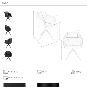 Scaun modern pivotant piele sintetica Black - Img 10