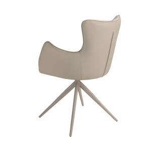 Scaun modern pivotant piele sintetica Off-white/ Greige - Img 4