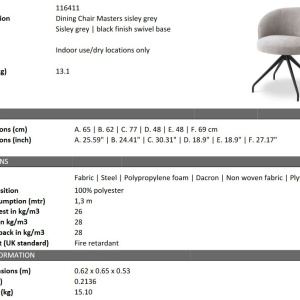 Scaun pivotant design elegant LUX Masters, Sisley grey - Img 6