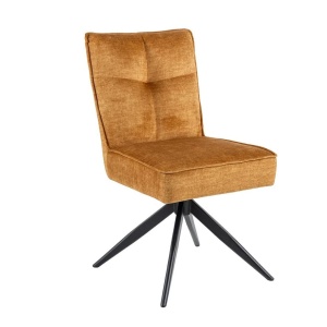 Scaun pivotant metal negru, catifea galben mustar LUGANO