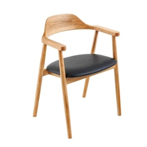 Scaun retro VALHALLA WOOD lemn stejar/ piele sintetica neagra