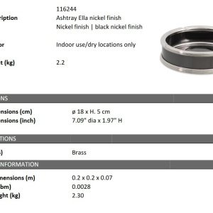 Scrumiera, obiect decorativ design LUX Ella nickel - Img 2