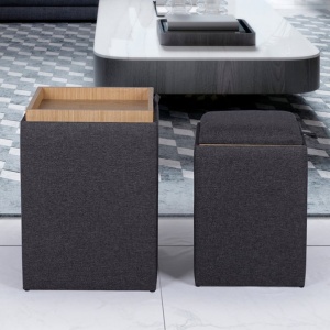 Set 2 tabureti cu sezut reversibil / tava Nero