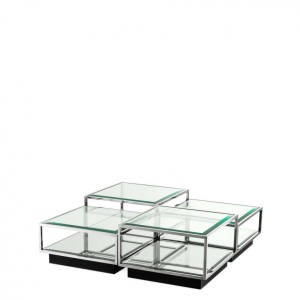 Set 4 masute de cafea design LUX Tortona otel inoxidabil lustruit 111074 HZ