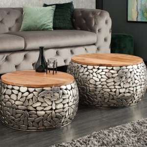Set de 2 masute design unicat Stone Mosaic, argintiu A-41433 VC - Img 6