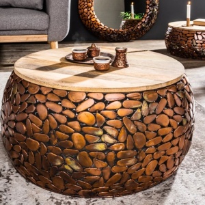 Set de 2 masute design unicat Stone Mosaic, cupru A-41432 VC - Img 2