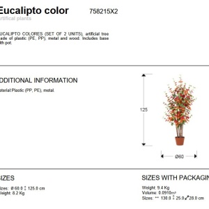 Set de 2 plante artificiale, Eucalipt colorat H-125cm - Img 5