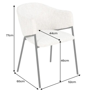 Set de 2 scaune aspect retro, Metal Negru, Chenille Gri, NOBLESSE A-47577 VC - Img 5